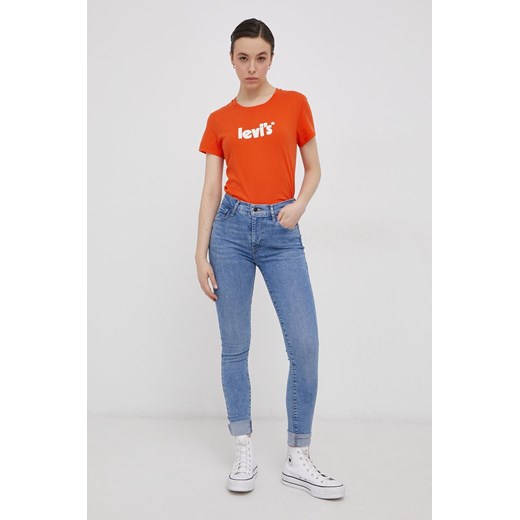 Bluzka damska Levi's z aplikacjami z okrągłym dekoltem młodzieżowa bawełniana