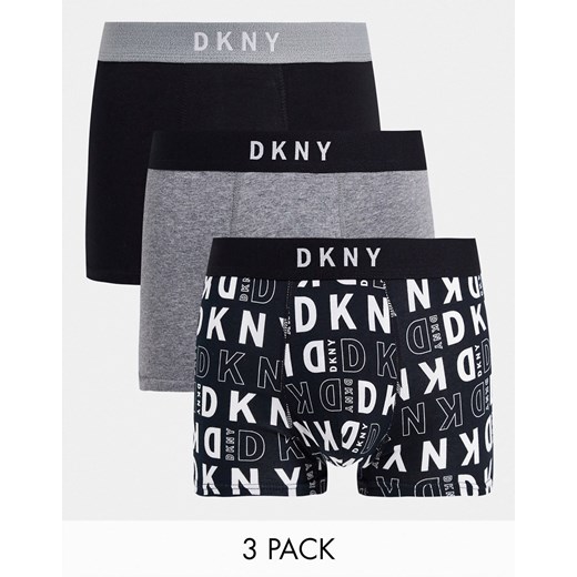 DKNY – Durham – Zestaw 3 par bokserek z logo-Black XL okazja Asos Poland