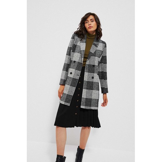 Dwurzędowy płaszcz w kratkę L Moodo.pl