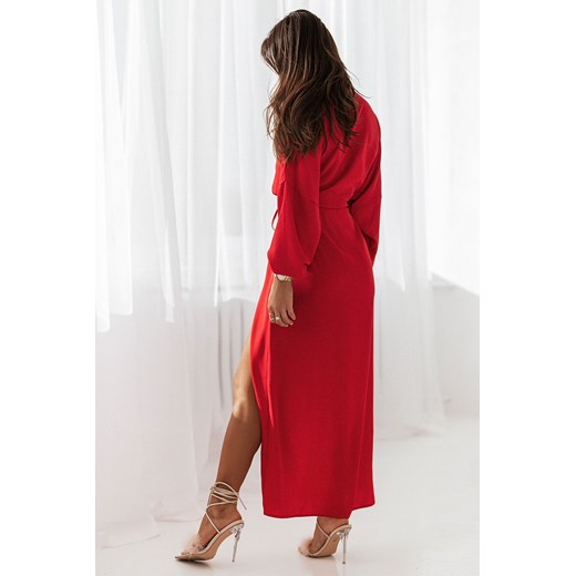Sukienka Ivon czerwona z długim rękawem 