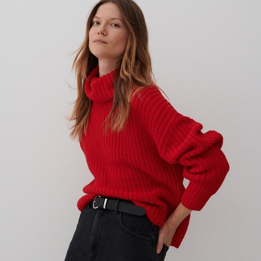 Reserved - Sweter z golfem - Czerwony Reserved M Reserved