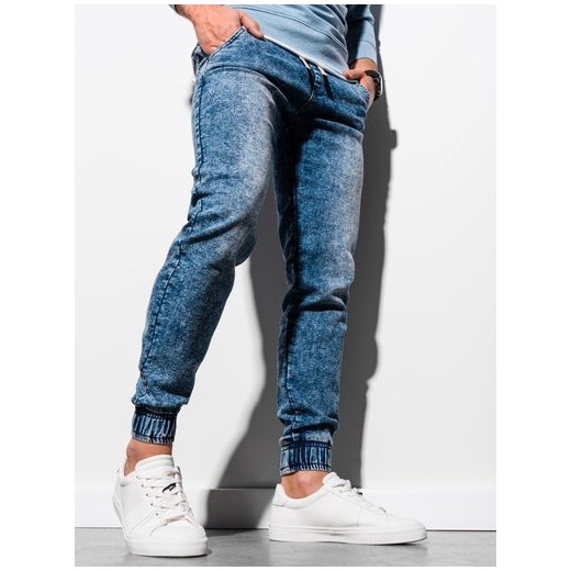 Spodnie męskie jeansowe joggery P933 - jasnoniebieskie XXL ombre