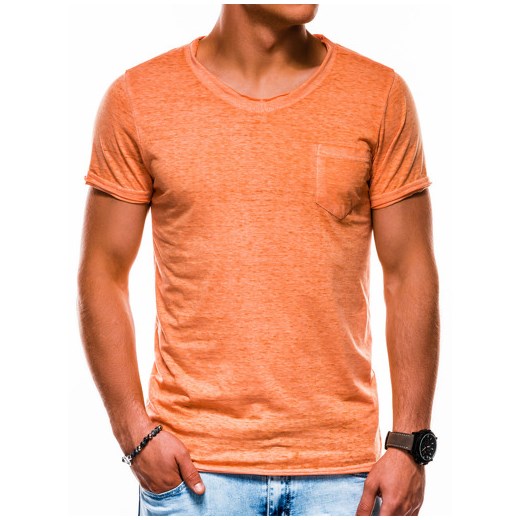 T-shirt męski bez nadruku S1051 - pomarańczowy XXL okazja ombre