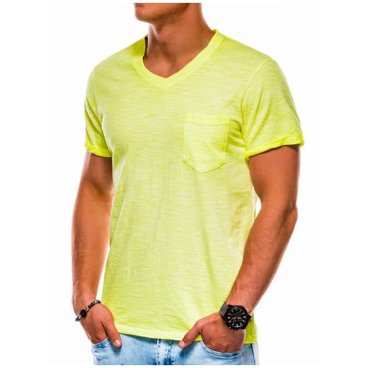 T-shirt męski bez nadruku S1053 - żółty M ombre okazja
