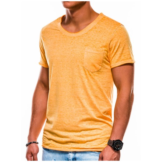T-shirt męski bez nadruku S1051 - żółty XXL ombre promocyjna cena