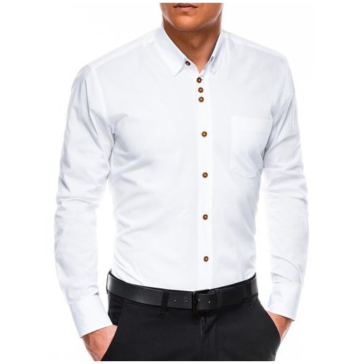 Koszula męska elegancka z długim rękawem K302 - biała M ombre