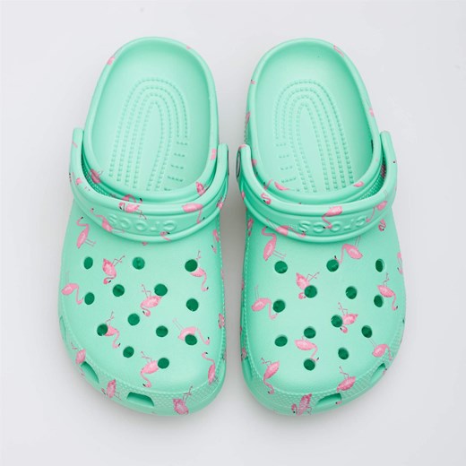 Klapki damskie Crocs z gumy zielone casual na płaskiej podeszwie 