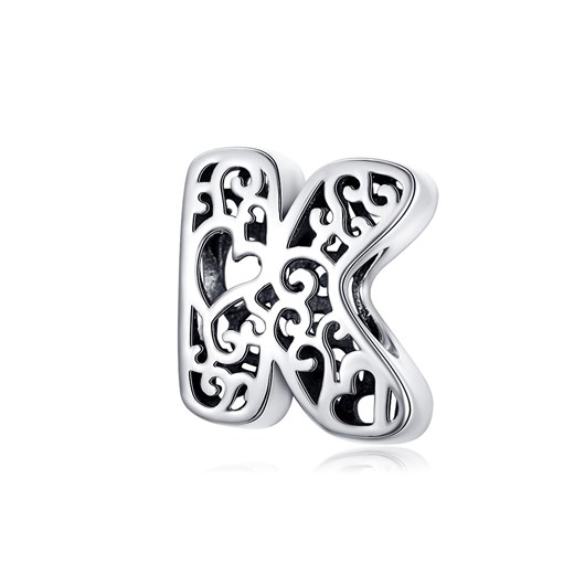 G085 Litera K serce charms koralik srebro 925 Silverbeads.pl SilverBeads