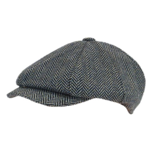 Kaszkiet Granatowy w Jodełkę Jesienno-Zimowy, z Dodatkiem Wełny, z Gumką -Pako Jeans CPAPJNSKASZKIET991 ze sklepu JegoSzafa.pl w kategorii Kaszkiety męskie - zdjęcie 126284261