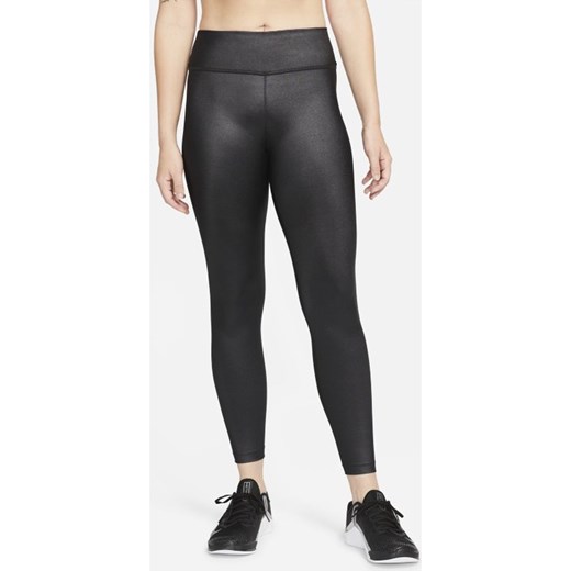 Damskie błyszczące legginsy ze średnim stanem Nike One - Czerń ze sklepu Nike poland w kategorii Spodnie damskie - zdjęcie 126293262