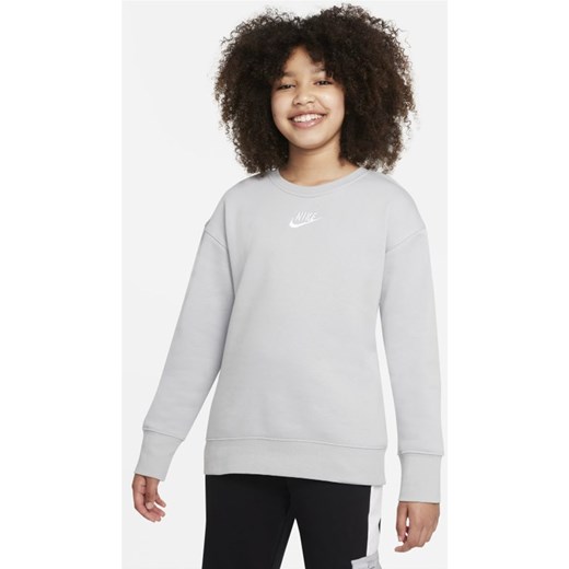 Bluza dresowa dla dużych dzieci (dziewcząt) Nike Sportswear Club Fleece - Szary Nike M Nike poland