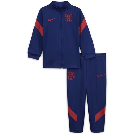 Dzianinowy dres piłkarski dla niemowląt FC Barcelona Strike - Niebieski Nike 9-12M Nike poland