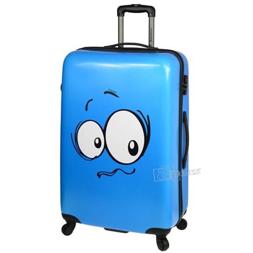 Funny Faces duża walizka - niebieski apeks-pl niebieski duży