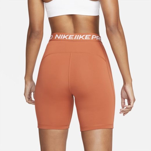 Damskie spodenki z wysokim stanem 18 cm Nike Pro 365 - Pomarańczowy Nike XL Nike poland