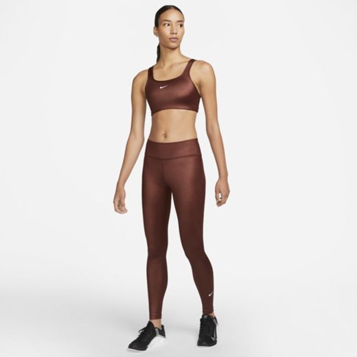 Damskie błyszczące legginsy ze średnim stanem Nike Dri-FIT One - Brązowy Nike XL Nike poland