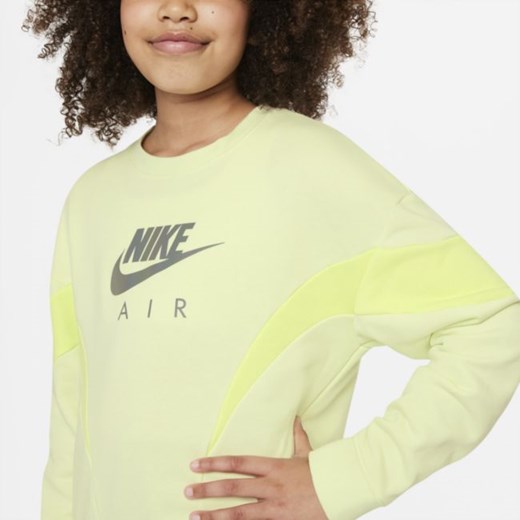 Bluza dresowa z dzianiny dla dużych dzieci (dziewcząt) Nike Air - Zieleń Nike M Nike poland