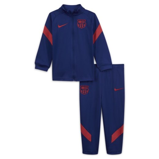 Dzianinowy dres piłkarski dla niemowląt FC Barcelona Strike - Niebieski Nike 9-12M Nike poland
