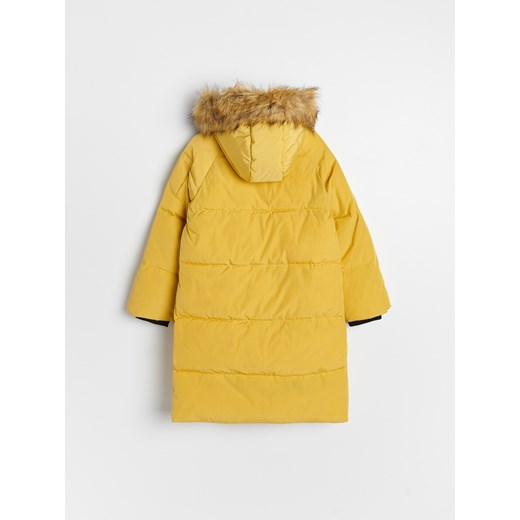 Reserved - Pikowany płaszcz z kapturem - Żółty Reserved 116 Reserved