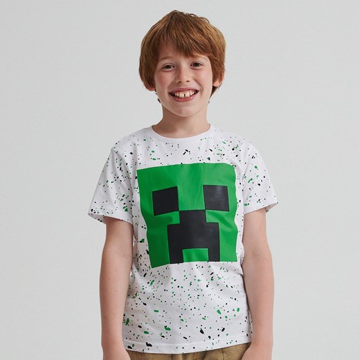 Reserved - Bawełniany t-shirt Minecraft - Biały Reserved 110 okazyjna cena Reserved