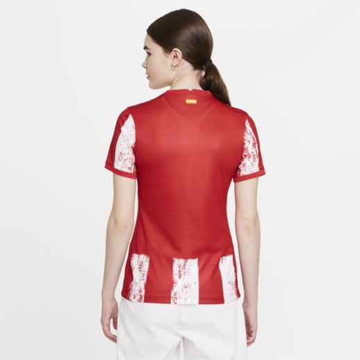 Nike bluzka damska czerwona z napisem z okrągłym dekoltem 