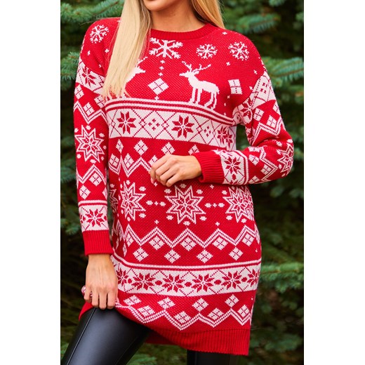 Świąteczna Sukienka Sweter Snow Nmoda Uniwersalny NMODA okazja