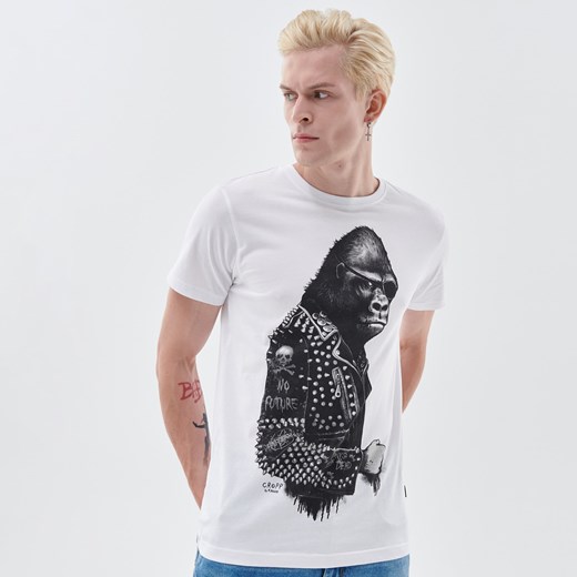 Cropp - Koszulka z nadrukiem - Biały Cropp XXL Cropp