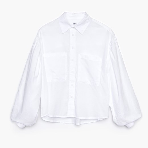 Cropp - Koszula z bufiastymi rękawami - Biały Cropp S Cropp