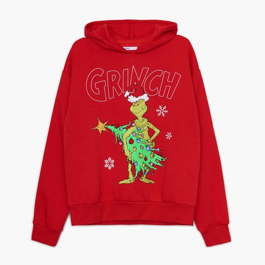 Cropp - Bluza ze świątecznym nadrukiem Grinch - Czerwony Cropp S Cropp