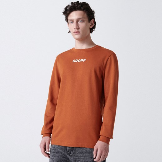 Cropp - Koszulka longsleeve z nadrukiem - Brązowy Cropp S promocyjna cena Cropp