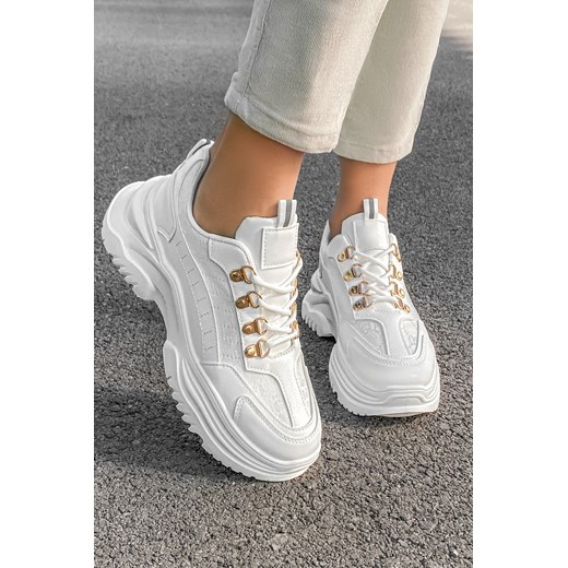 IVET buty sportowe damskie białe na płaskiej podeszwie 