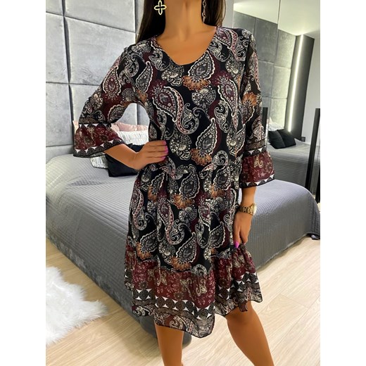 Wzorzysta Sukienka Oversize ze sklepu ModnaKiecka.pl w kategorii Sukienki - zdjęcie 126550300