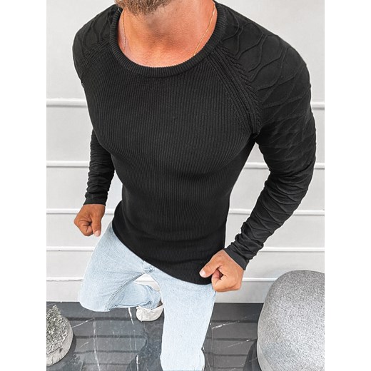 Sweter męski czarny OZONEE L/2486 ze sklepu ozonee.pl w kategorii Swetry męskie - zdjęcie 126593513
