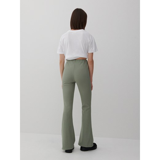 Reserved - Spodnie z prążkowanej dzianiny - Zielony Reserved M okazja Reserved