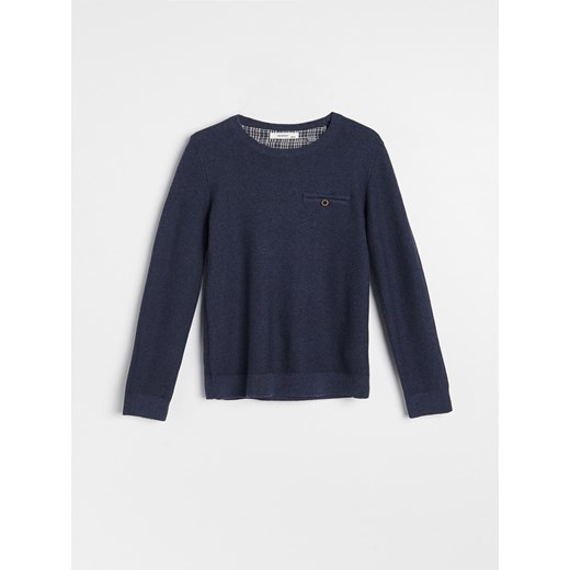 Reserved - Bawełniany sweter z imitacją kieszeni - Granatowy Reserved 170 Reserved