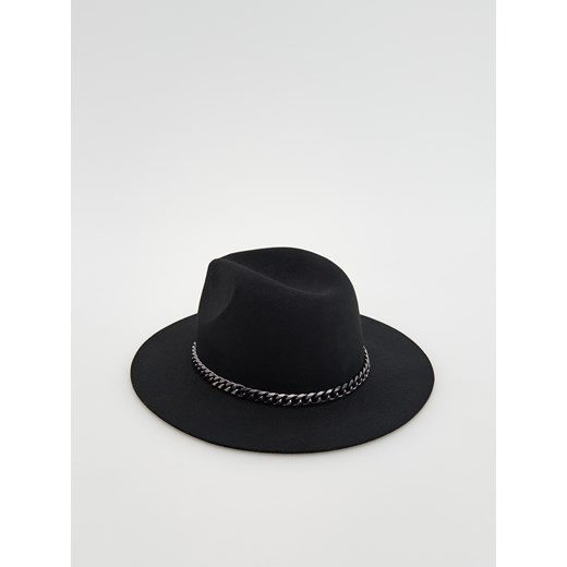 Reserved - Wełniany kapelusz fedora z łańcuchem - Czarny Reserved M Reserved