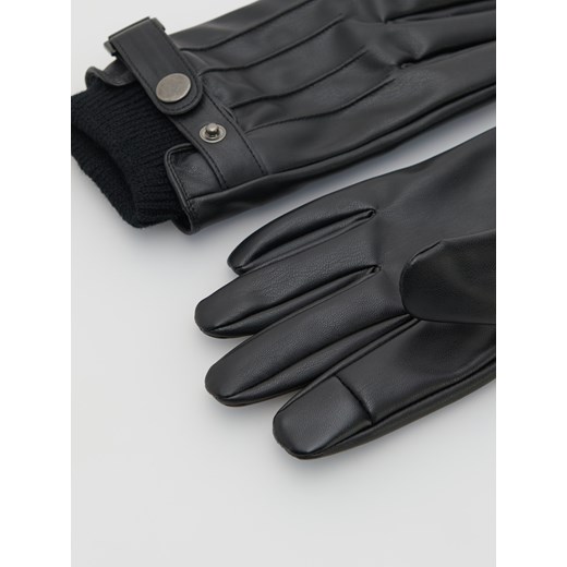 Reserved - Rękawiczki z imitacji skóry - Czarny Reserved L Reserved