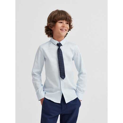 Reserved - Elegancka koszula slim fit z krawatem - Niebieski Reserved 158 Reserved