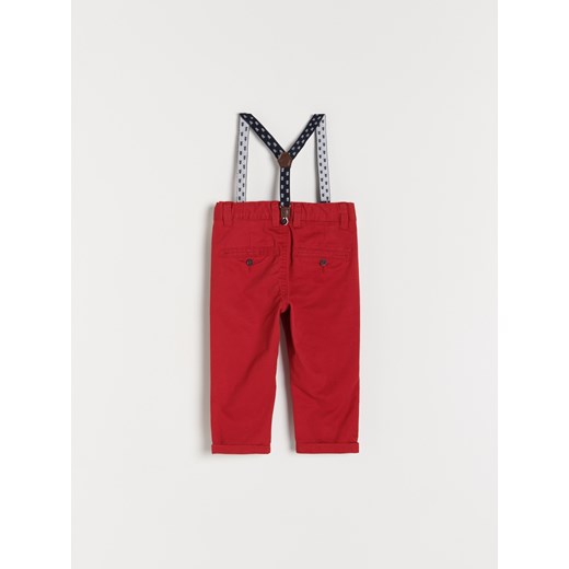 Reserved - Bawełniane spodnie chino z szelkami - Czerwony Reserved 104 Reserved