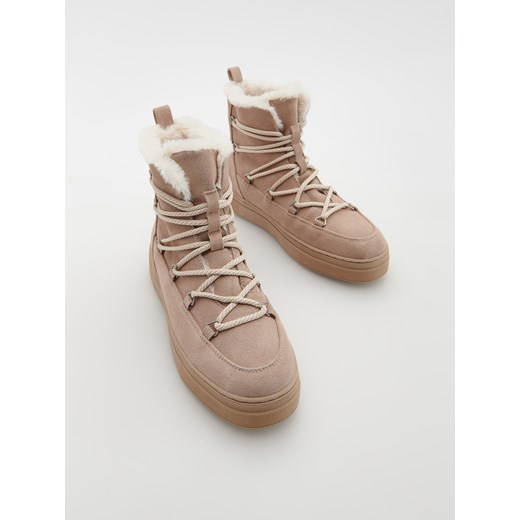 Reserved - Skórzane botki - Beżowy Reserved 38 Reserved