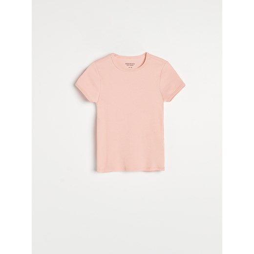 Reserved - Prążkowany t-shirt - Różowy Reserved 146 okazja Reserved