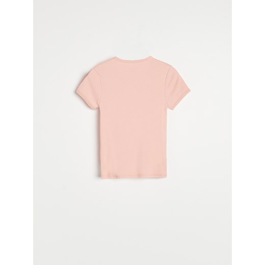 Reserved - Prążkowany t-shirt - Różowy Reserved 152 wyprzedaż Reserved