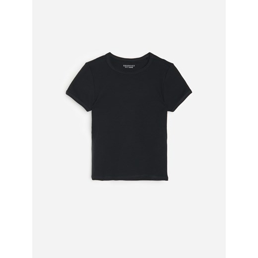 Reserved - Prążkowany t-shirt - Czarny Reserved 116 okazja Reserved
