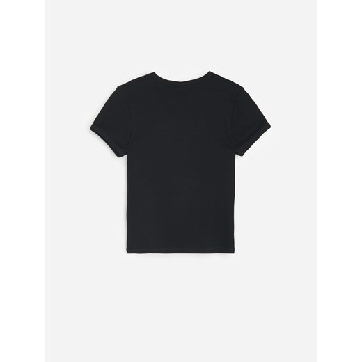 Reserved - Prążkowany t-shirt - Czarny Reserved 146 wyprzedaż Reserved