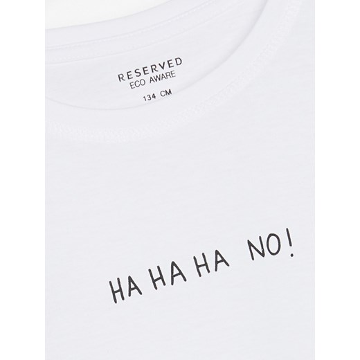 Reserved - Bawełniany t-shirt z napisem - Biały Reserved 116 Reserved