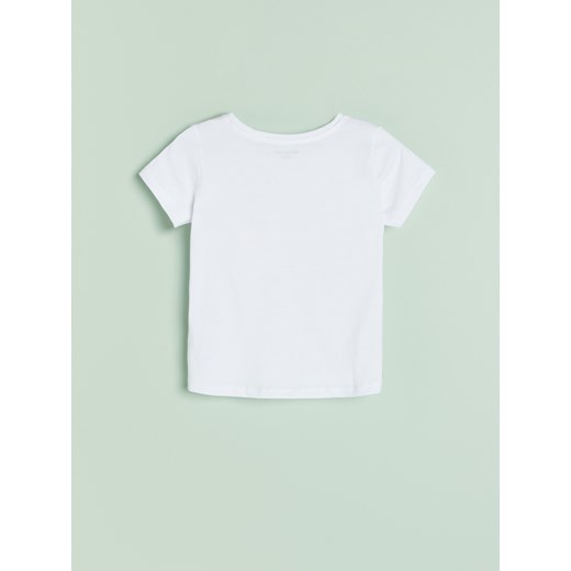 Reserved - T-shirt z kieszonką - Biały Reserved 146 okazyjna cena Reserved