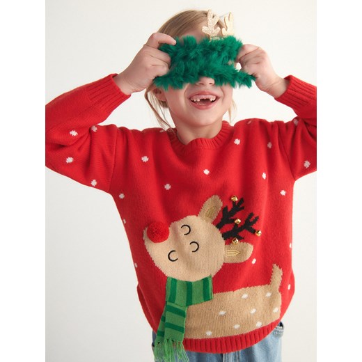 Reserved - Sweter ze świąteczną aplikacją - Czerwony Reserved 122 Reserved