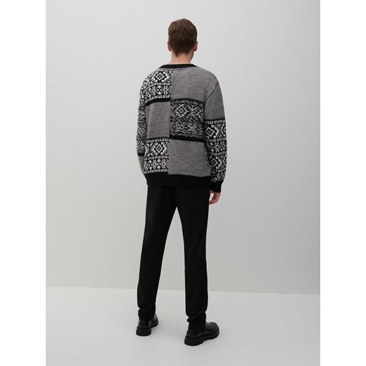 Reserved - Wełniany sweter z nieregularnym wzorem - Wielobarwny Reserved S Reserved