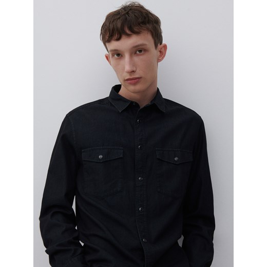 Reserved - Jeansowa koszula z bawełny organicznej - Czarny Reserved XS Reserved