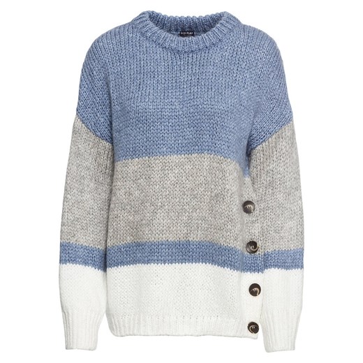 Sweter oversize w paski z guzikami | bonprix 32/34 bonprix