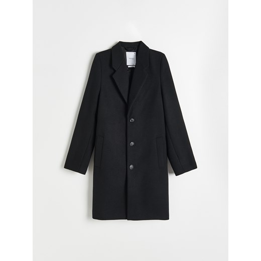 Reserved - Klasyczny płaszcz z wełną - Czarny Reserved S Reserved